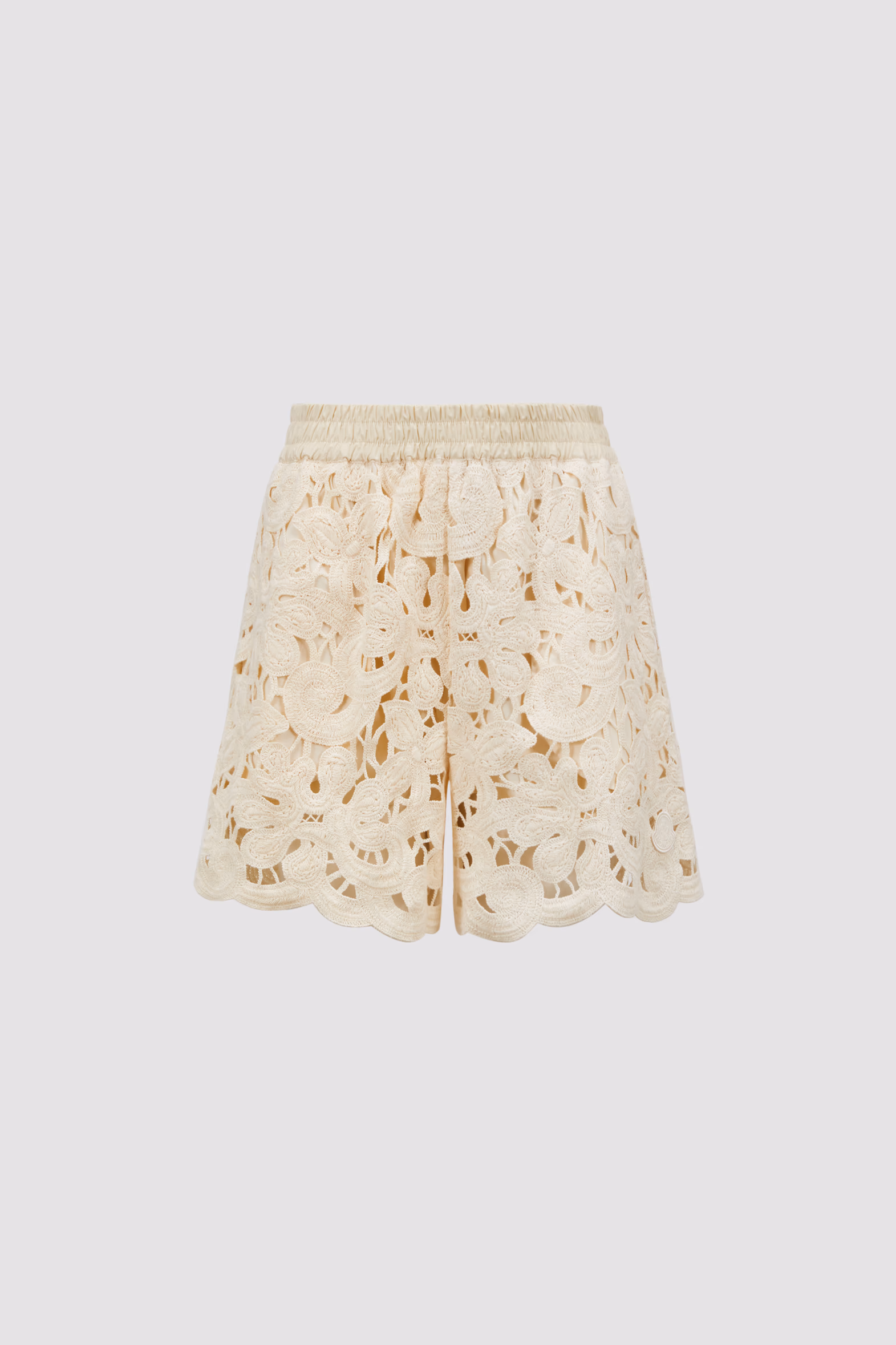 Floral Macramé Shorts Women White Ivory Moncler 2